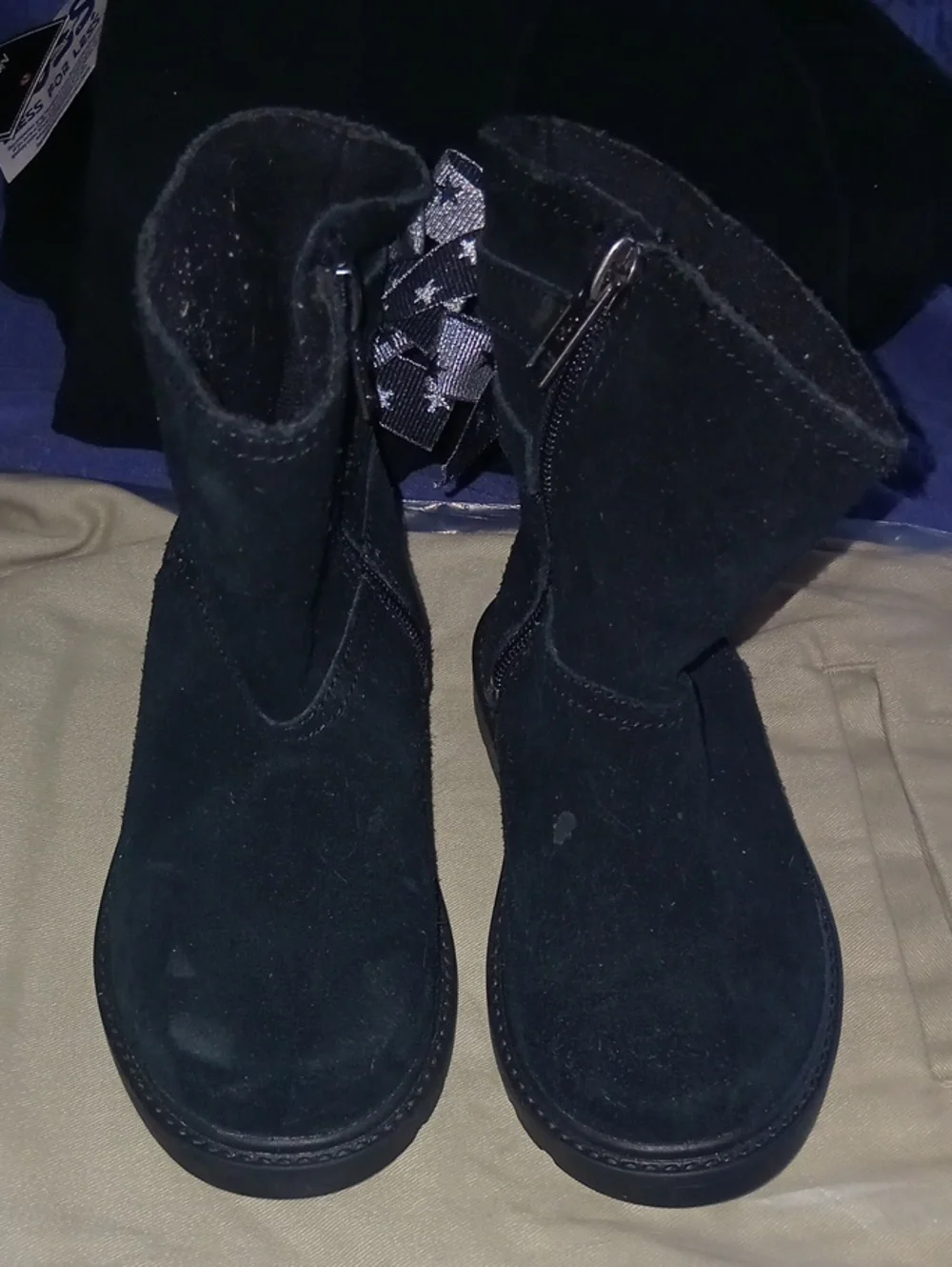 UGG Kids Black Suede Side-Zip Ankle Boots